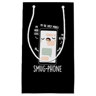 Petit Sac Cadeau Smug Phone Funky Cellphone Pun Dark BG