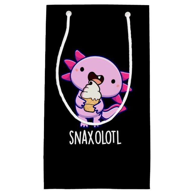 Petit Sac Cadeau Snaxolotl Funny Axolotl Pun Dark BG (Devant)
