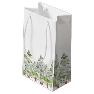 Petit Sac Cadeau Snow winter pine tree Christmas