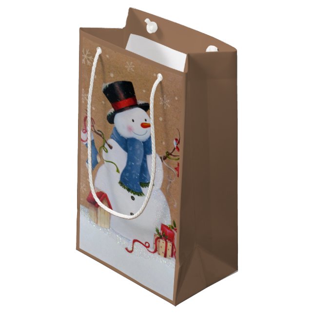 Petit Sac Cadeau Snowman (Devant Angle)