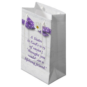 Petit Sac Cadeau Soeur Anniversaire avec Ruban Polka Dot