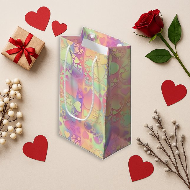 Petit Sac Cadeau Soft Rainbow Pastel Kawaii Heart Pattern Design (Créateur téléchargé)