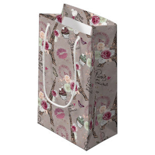 Petit Sac Cadeau soirée carrelée pour les amoureux de Paris mignon