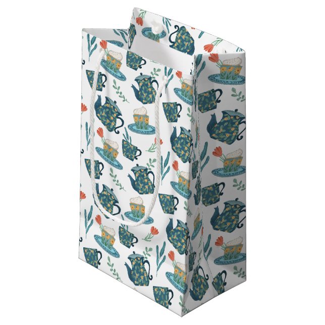 Petit Sac Cadeau soirée thé mignon carrelée (Devant Angle)