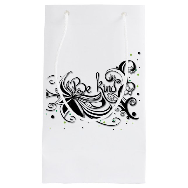 Petit Sac Cadeau SOIS GENTIL ! Citation calligraphie inspirante (Devant)