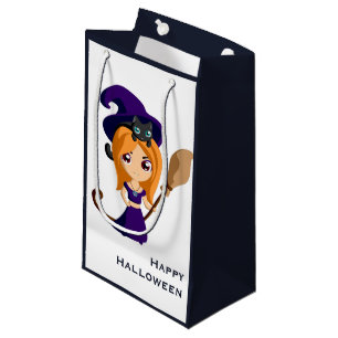 Petit Sac Cadeau Sorcière mignonne en Casquette violet Halloween