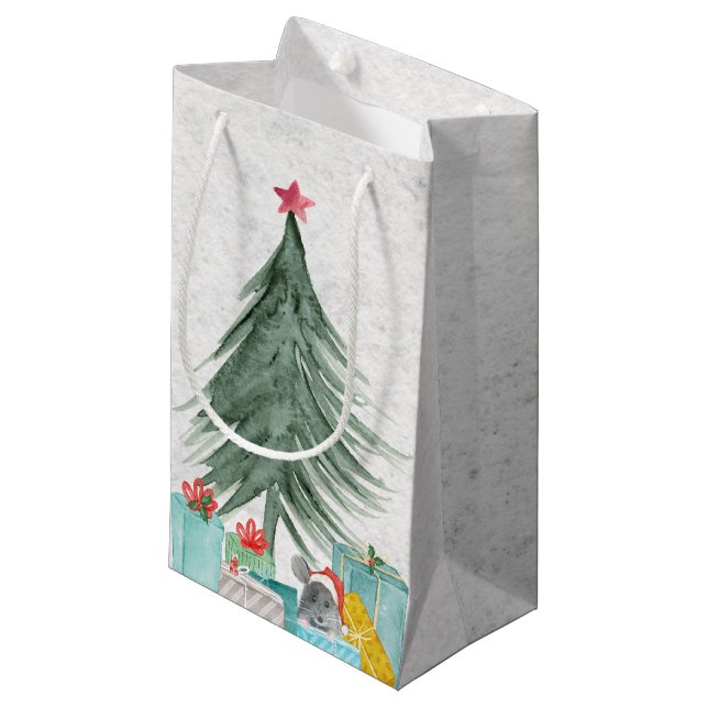 Petit Sac Cadeau Souris de Noël avec cadeaux (Devant Angle)