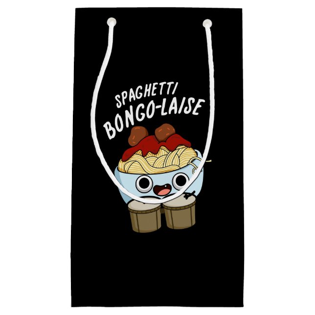 Petit Sac Cadeau Spaghetti Bongolaise Funny Food Pun Dark BG (Devant)