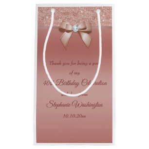 Petit Sac Cadeau Sparkles & Glamor, Rose d'anniversaire Gold