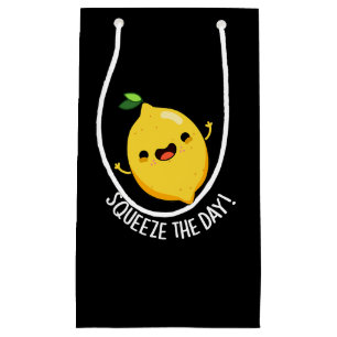 Petit Sac Cadeau Squeeze Day Funny Lemon Pun Dark BG