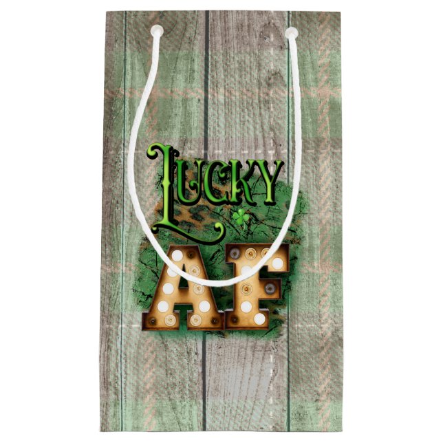 Petit Sac Cadeau St. Patrick's Day Lucky AF Irish Marquee Lights (Devant)
