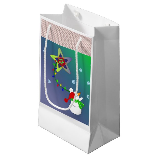 Petit Sac Cadeau Star Light Snowman (Devant Angle)