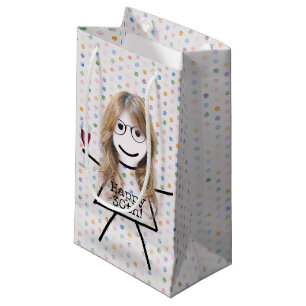 Petit Sac Cadeau Stick Girl with Wine for 30th Birthday