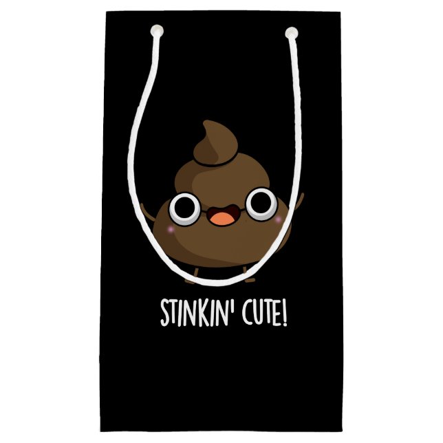 Petit Sac Cadeau Stinkin Cute Funny Poo Pun Dark BG (Devant)