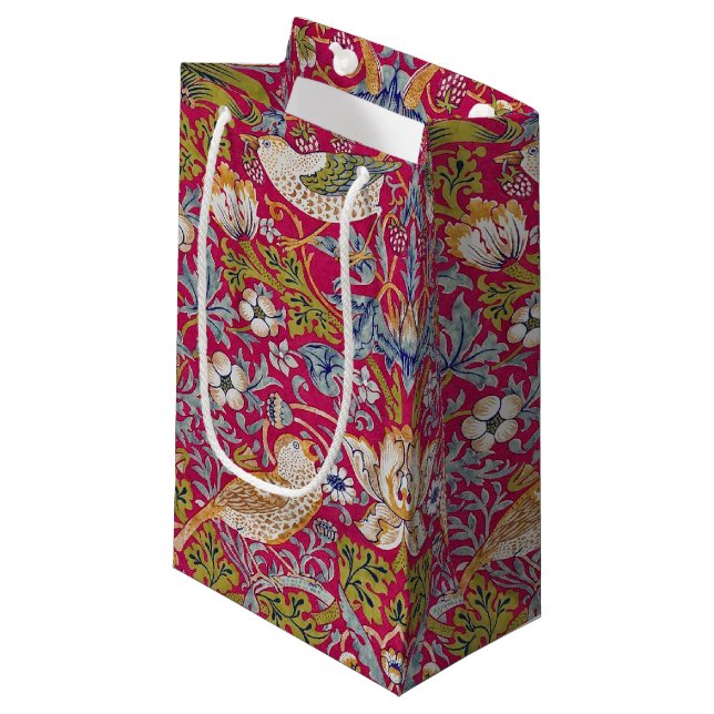 Petit Sac Cadeau Strawberry Thief, William Morris (Devant Angle)