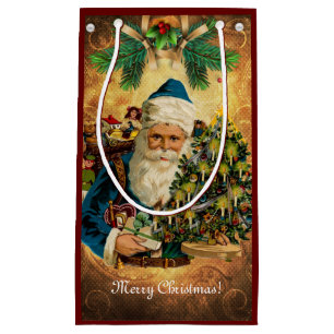 Petit Sac Cadeau Style vintage St Nicolas (Père Noël) Noël