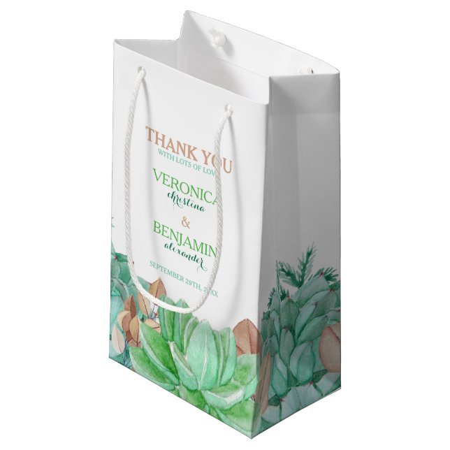 Petit Sac Cadeau Succulent Bouquet Mariage botanique (Devant Angle)