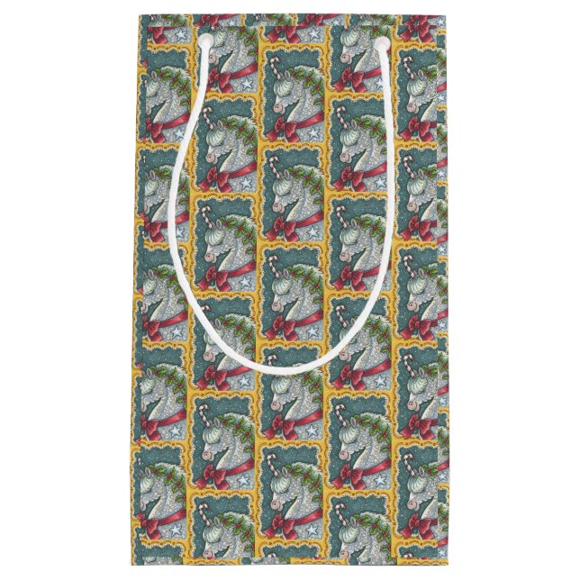 PETIT SAC CADEAU SUCRE DE CANNE CHRISTMAS UNICORN, CHEVAL PETIT CAD (Devant)