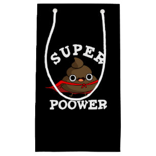 Petit Sac Cadeau Super Power Funky Super Hero Poop Pun Dark BG