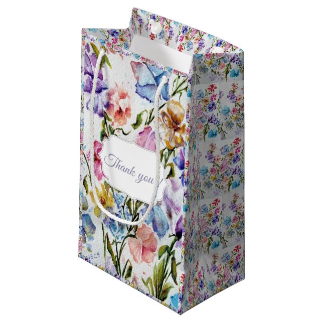 Petit Sac Cadeau Superbe florale Whimsical (Devant Angle)