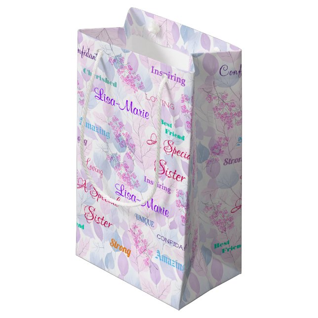 Petit Sac Cadeau Superbe Spéciale Sœur Fleur Rose  (Devant Angle)
