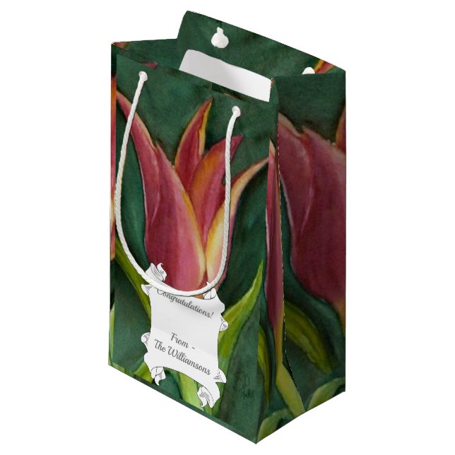 Petit Sac Cadeau Superbe Tulipe rouge (Devant Angle)