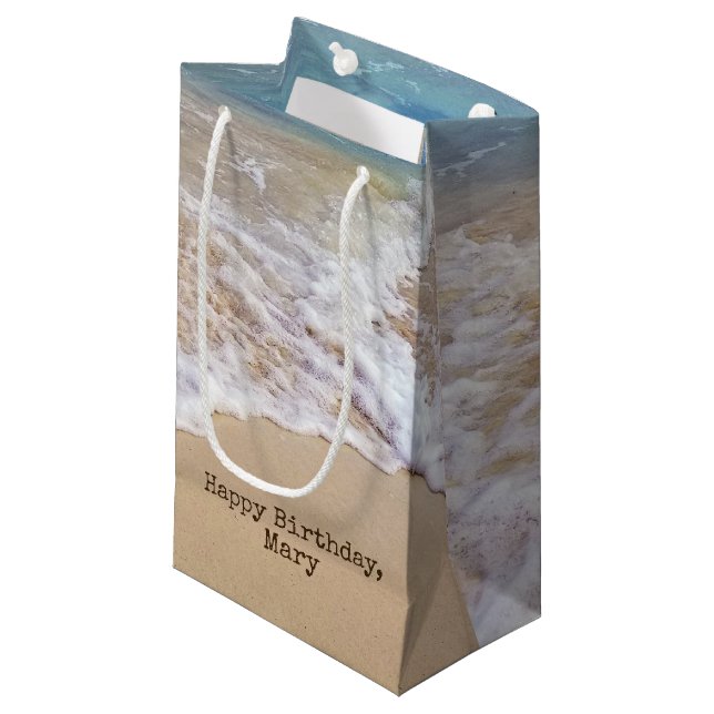 Petit Sac Cadeau surf de plage tropical sur sable (Devant Angle)