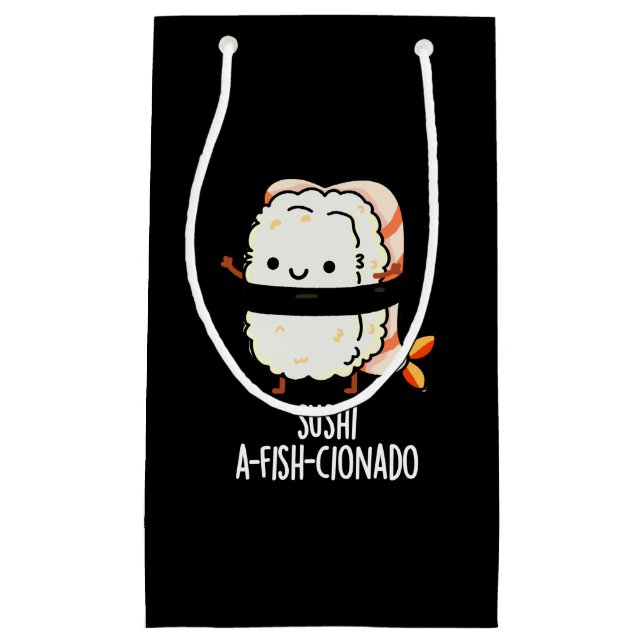 Petit Sac Cadeau Sushi A-fish-Cionado Amusant Nourriture Poisson Pu (Devant)