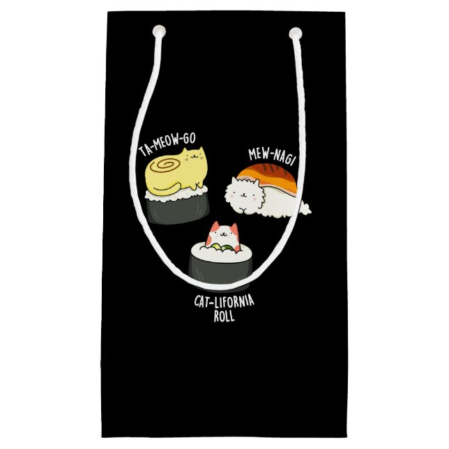 Petit Sac Cadeau Sushi Cats Funny Sushi Pun Dark BG (Devant)