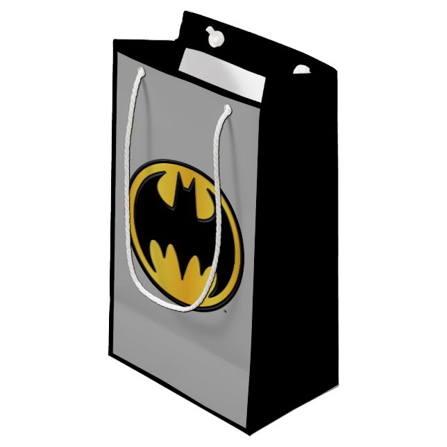 Petit Sac Cadeau Symbole Batman | Logo Rond Classique (Devant Angle)