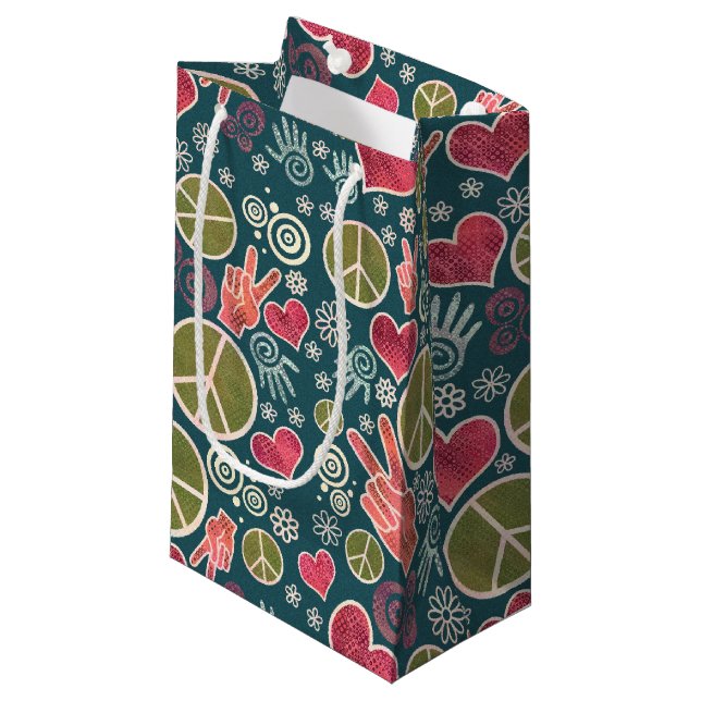 Petit Sac Cadeau Symbole de la paix Hipster Pacifisme (Devant Angle)