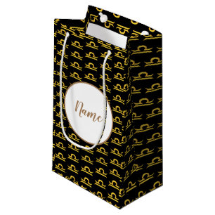 Petit Sac Cadeau SYMBOLE DE Zodiaque doré de Libra Personnalisé