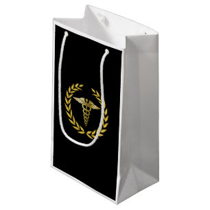Petit Sac Cadeau Symbole Médicale du Royal Nursing Gold Caduceus