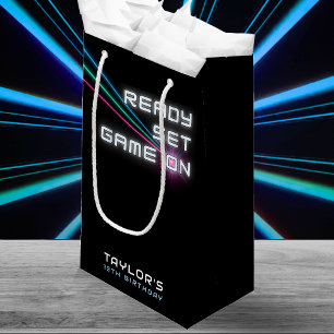 Petit Sac Cadeau Tag laser Neon fête d'anniversaire
