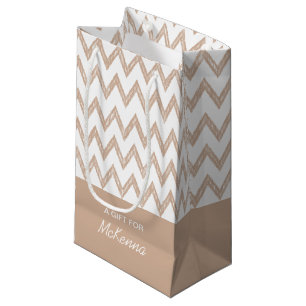 Petit Sac Cadeau Tan Chevron Tan Tan Tigzags au crayon tendance ave