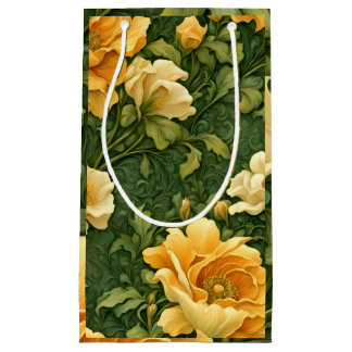 Petit Sac Cadeau Tapisserie Florale Dorée