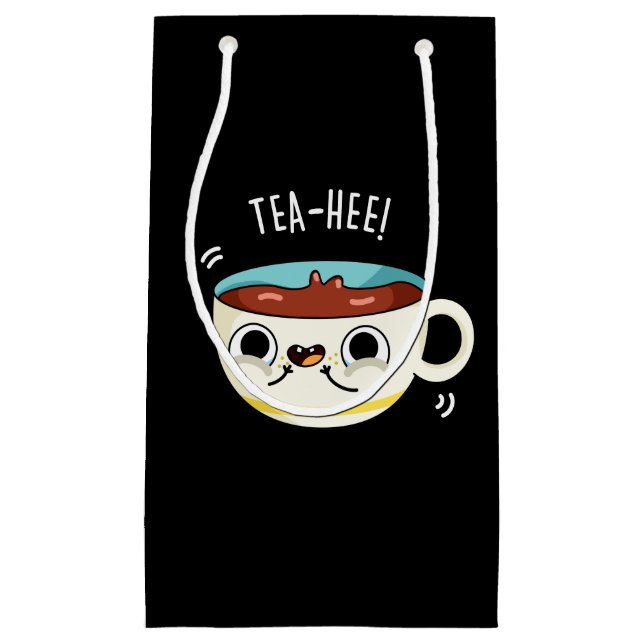 Petit Sac Cadeau Tea Hee Funny Tea Cup Pun Dark BG (Devant)