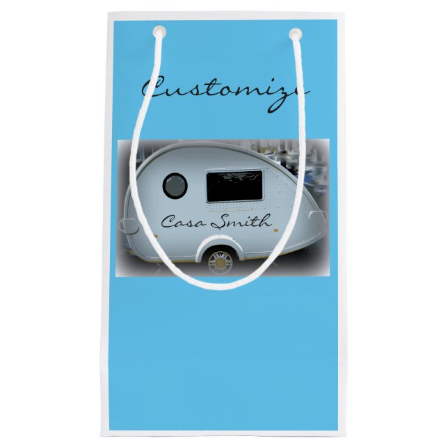 Petit Sac Cadeau Teardrop caravane gitane heureux glambages (Devant)