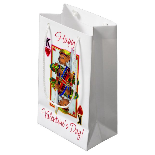 Petit Sac Cadeau Teddy Bear Roi des Coeurs (Devant Angle)