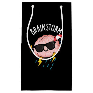 Petit Sac Cadeau Tempête du cerveau drôle Météo Plume Pun Dark BG