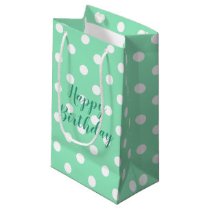 Petit Sac Cadeau Tendance Mint Green Pois Rustique Joyeux anniversa