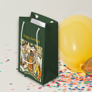 Petit Sac Cadeau Tepee amérindienne dans les bois Rebrodé Look