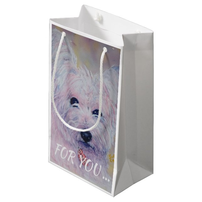 Petit Sac Cadeau TERRIER BLANC Ouest (Devant Angle)