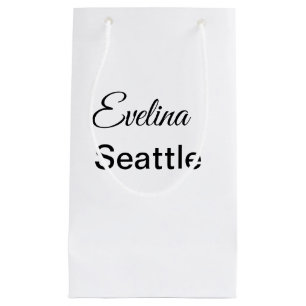 Petit Sac Cadeau Texte simple minimal ajoutez votre nom lieu ville