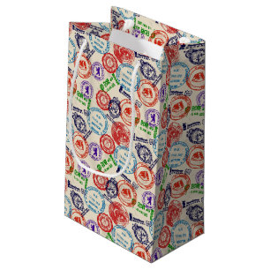 Petit Sac Cadeau Texture avec de vrais timbres.