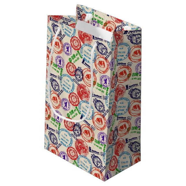 Petit Sac Cadeau Texture avec de vrais timbres. (Dos Angle)