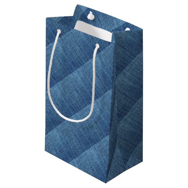 Petit Sac Cadeau Texture des jeans bleus (Devant Angle)