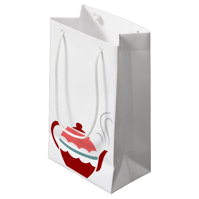 Petit Sac Cadeau Théière de cuisson à la vapeur rose (Devant Angle)
