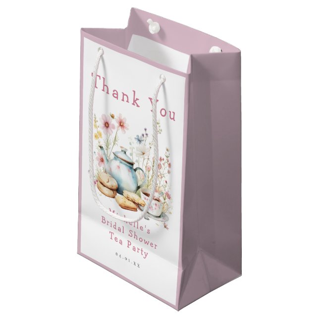 Petit Sac Cadeau Thème de thé de mariage floral (Devant Angle)