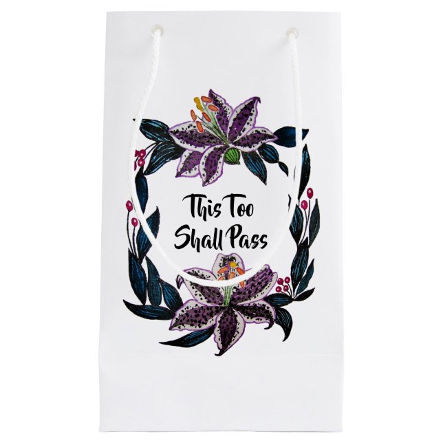 Petit Sac Cadeau "This Too Shop Pass" Aquarelle Lily Wreath (Devant)